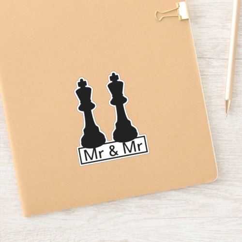 Mr And Mr King Chess Pieces Gay Wedding Sticker