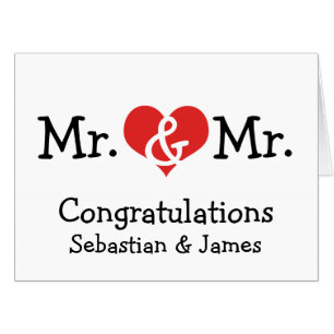 Mr and Mr Love Heart Wedding Congratulations Card