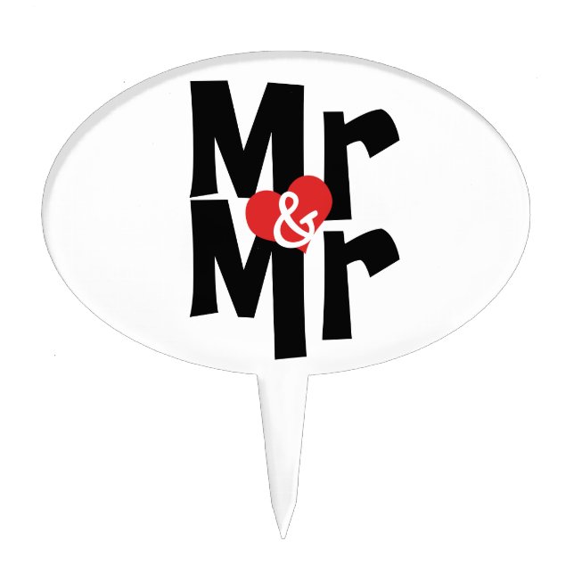 Mr and Mr Modern Bold Gay Wedding Cake Topper (Front)