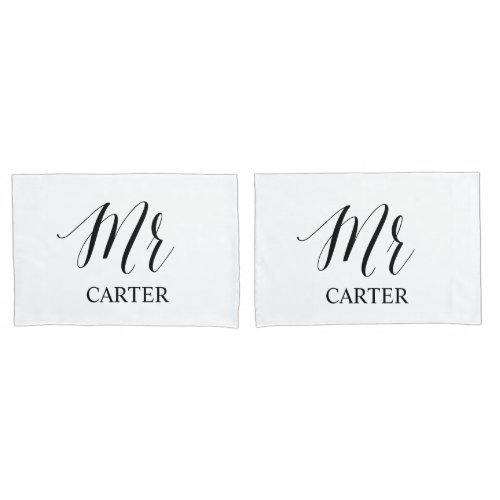 Mr and Mr Modern Typography Gay Couple Wedding His Pillow Case