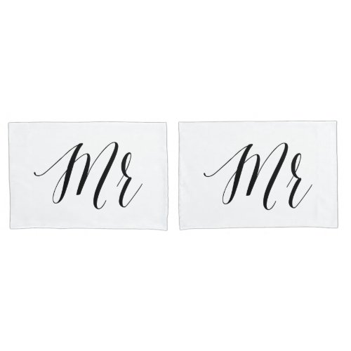 Mr and Mr Modern Typography Wedding Gay Couple Pillow Case