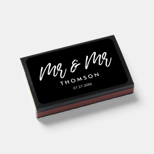 Mr and Mr Modern typography wedding Matchboxes (Front Closed)
