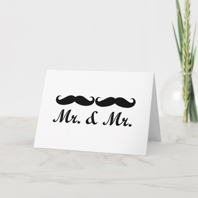 MR AND MR MUSTACHE GAY WEDDING CARD CUSTOMIZABLE (Front)