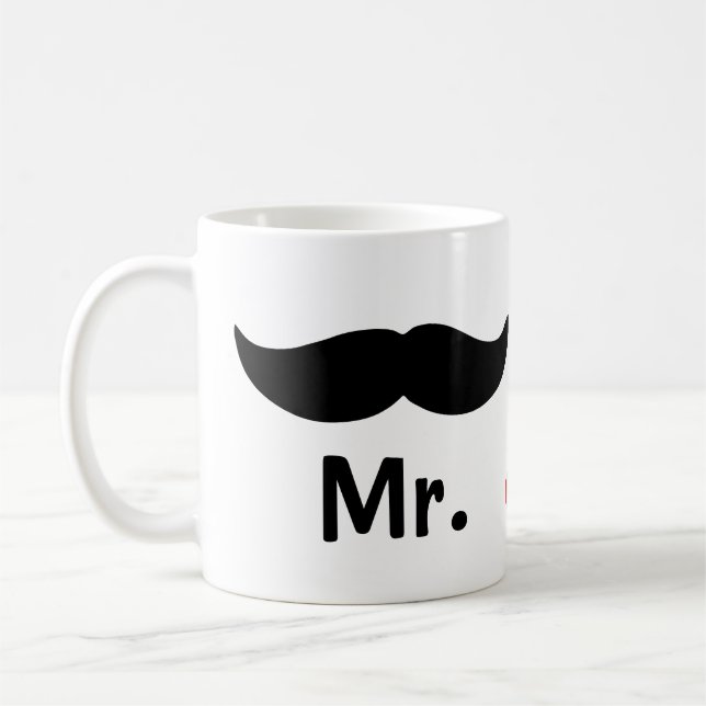 Mr And Mr Mustache Gay Wedding Coffee Mug (Left)