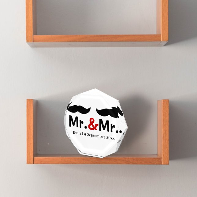 Mr And Mr Mustache Gay Wedding Customizable Award (Creator Uploaded)