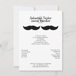 Mr and Mr Mustache Wedding Invitation