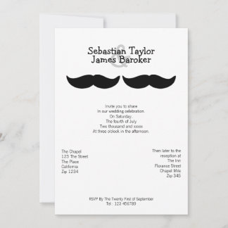 Mr and Mr Mustache Wedding Invitation