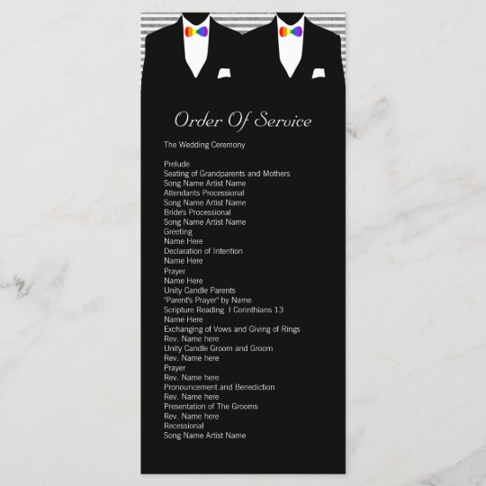 Mr And Mr Rainbow Tie Gay Wedding Service Order Program Zazzle Com