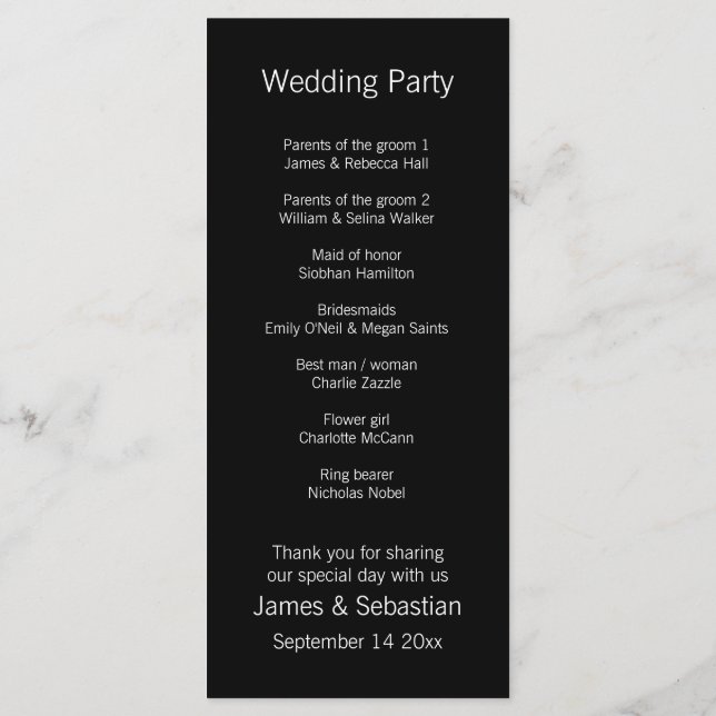 Mr and Mr Rainbow Tie Gay Wedding Service Order Program