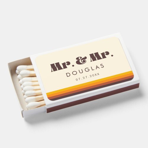 Mr and Mr Retro 60s vintage colors wedding Matchboxes