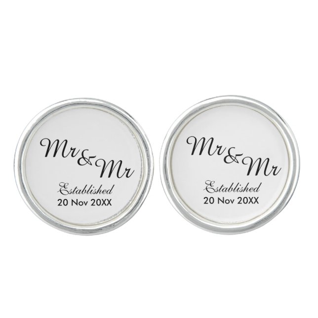 Mr and Mr Same-Sex Gay Wedding Cuff Links (Front)