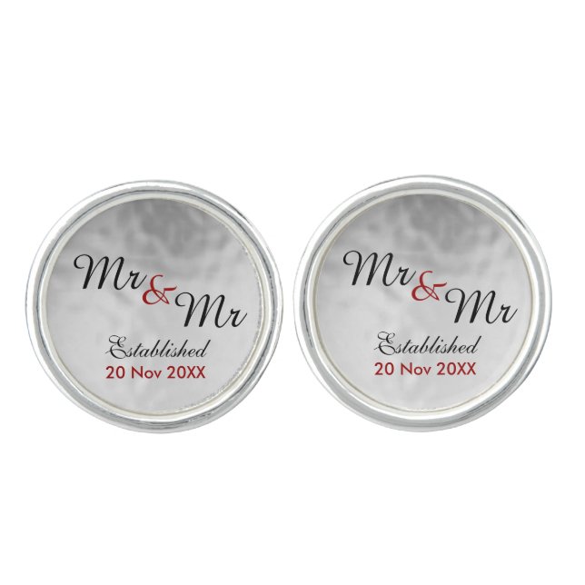 Mr and Mr Same-Sex Gay Wedding Cuff Links (Front)