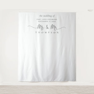 Mr and Mr Script Gay Wedding Photo Backdrop
