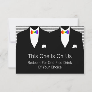 Mr and Mr Suit and Bow Tie Gay Wedding (Rainbow) Thank You Card