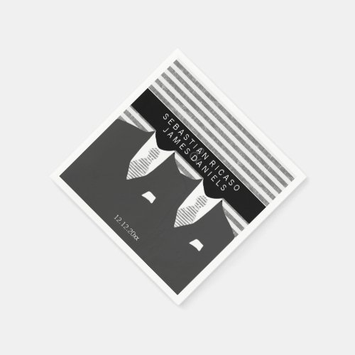 Mr and Mr Suit and Grey Ties Gay Wedding Napkins