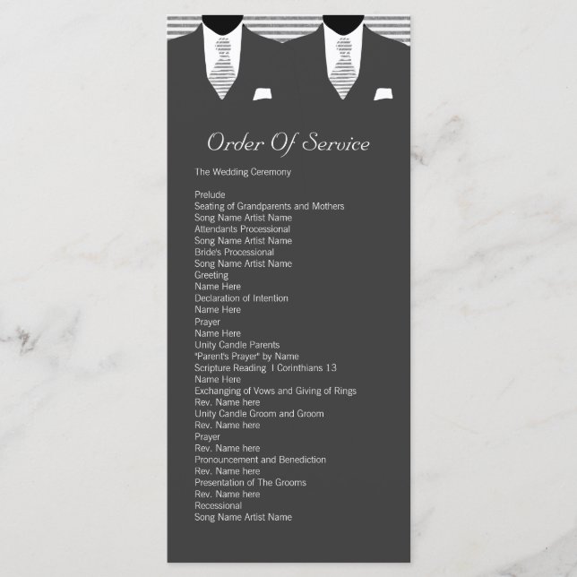 Mr and Mr Suit and Tie Gay Grey Service Order Program (Front)
