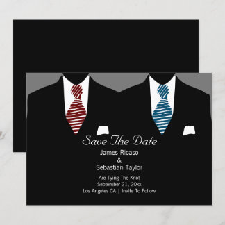 Mr and Mr Suit and Tie Gay Save The Date Wedding
