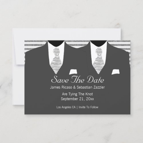 Mr and Mr Suit and Tie Gay Save The Date Wedding