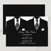 Mr and Mr Suit and Tie Gay Save The Date Wedding