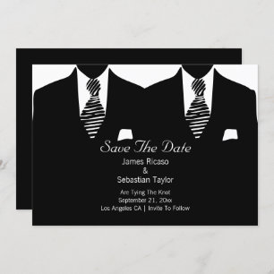 Mr and Mr Suit and Tie Gay Save The Date Wedding