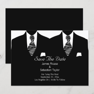 Mr and Mr Suit and Tie Gay Save The Date Wedding