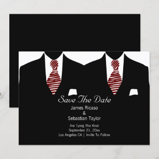Mr and Mr Suit and Tie Gay Save The Date Wedding