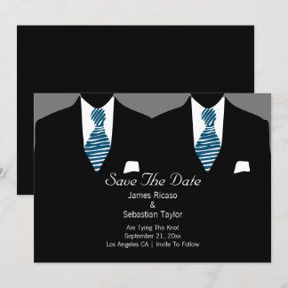 Mr and Mr Suit and Tie Gay Save The Date Wedding