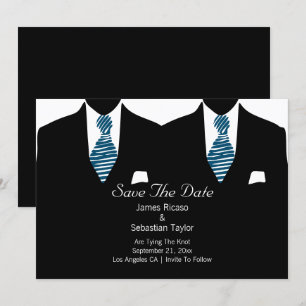 Mr and Mr Suit and Tie Gay Save The Date Wedding
