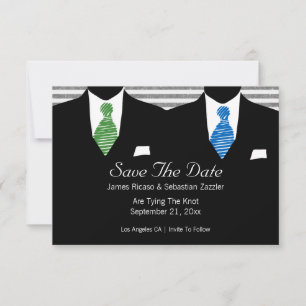 Mr and Mr Suit and Tie Gay Save The Date Wedding