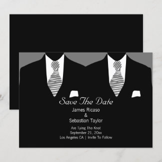 Mr and Mr Suit and Tie Gay Save The Date Wedding