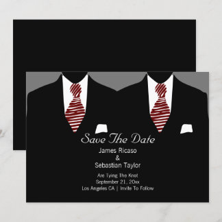 Mr and Mr Suit and Tie Gay Save The Date Wedding