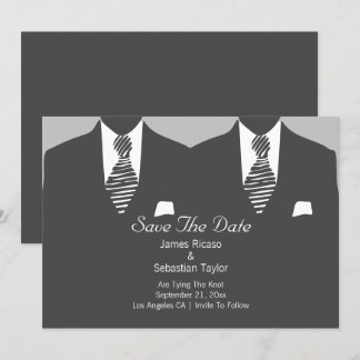 Mr and Mr Suit and Tie Gay Save The Date Wedding