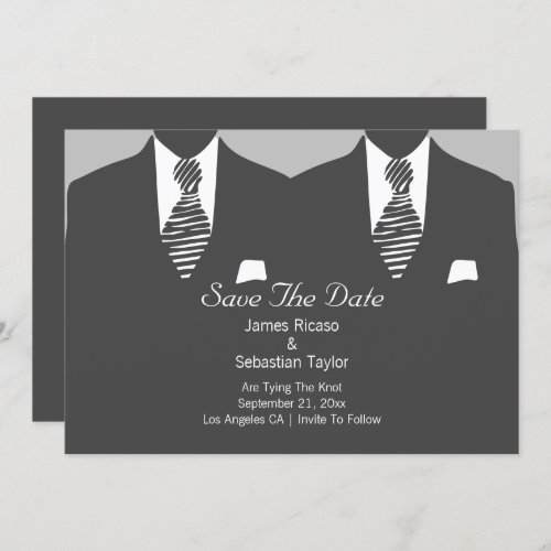 Mr and Mr Suit and Tie Gay Save The Date Wedding