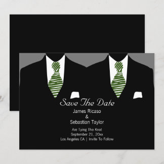Mr and Mr Suit and Tie Gay Save The Date Wedding