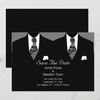 Mr and Mr Suit and Tie Gay Save The Date Wedding