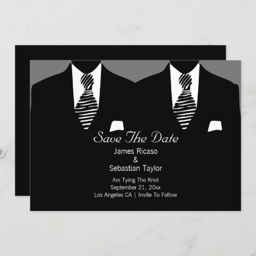 Mr and Mr Suit and Tie Gay Save The Date Wedding