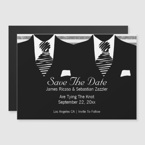 Mr and Mr Suit and Tie Gay Save The Date Wedding Magnetic Invitation