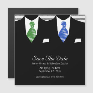 Mr and Mr Suit and Tie Gay Save The Date Wedding Magnetic Invitation