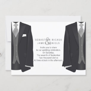 Mr and Mr Suit and Tie Gay Wedding Announcement