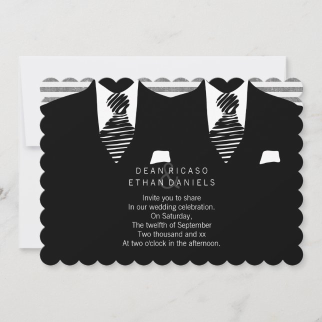Mr and Mr Suit and Tie Gay Wedding Invitation (Front)