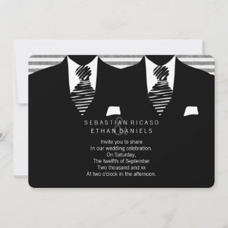 Mr and Mr Suit and Tie Gay Wedding Invitation