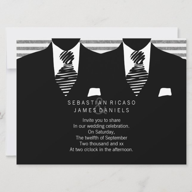 Mr and Mr Suit and Tie Gay Wedding Invitation (Front)