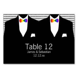 Mr and Mr Suit and Tie (Rainbow Pride) Gay Wedding Table Number