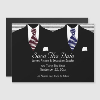 Mr and Mr Suit and Tie Save The Date Magnetic Invitation