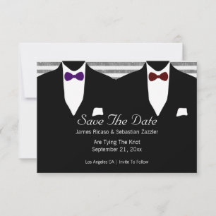 Mr and Mr Suit Bow Tie Gay Save The Date Wedding