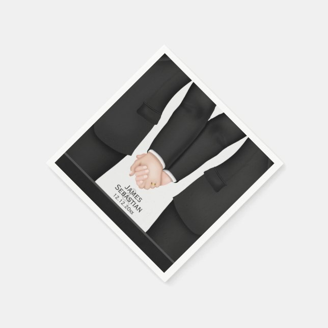 Mr and Mr suit Gay Wedding Paper Napkins (Corner)