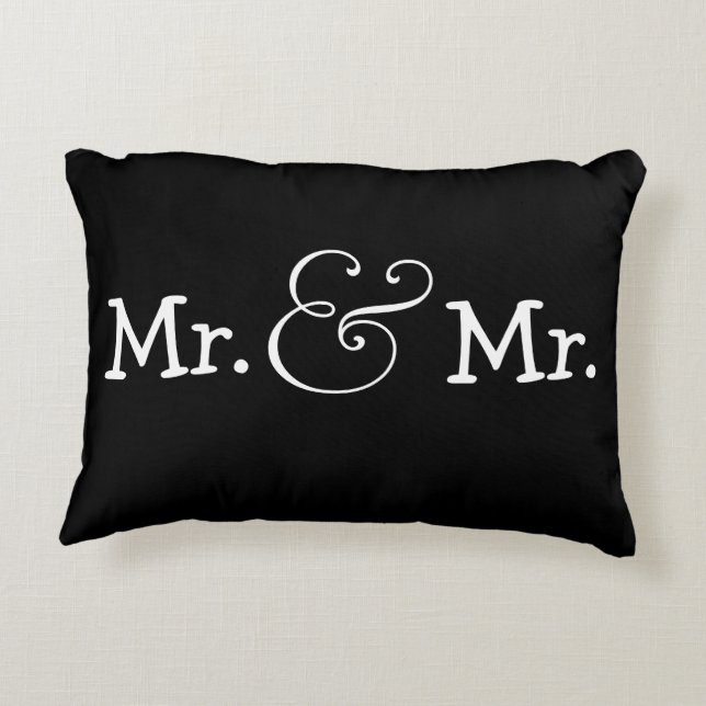 Mr and Mr Two Groom Gay Wedding Gift Decorative Pillow (Back)