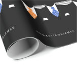 Mr And Mr Two Grooms In Ties Wedding Wrapping Paper<br><div class="desc">Orange and Blue tie themed Mr and Mr Gay Wedding gift wrap paper .. perfect for the two grooms .. mister and mister personalized wrapping paper roll for the civil ceremony / wedding / anniversary from Ricaso</div>