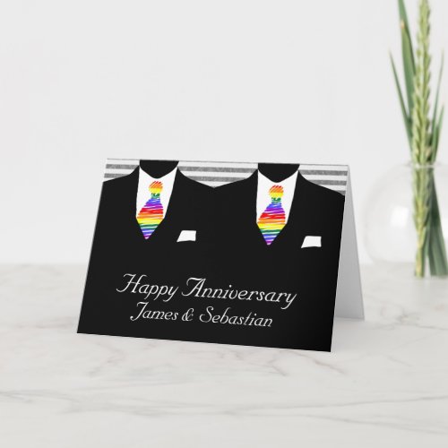 Mr and Mr Two Grooms Wedding Anniversary Card