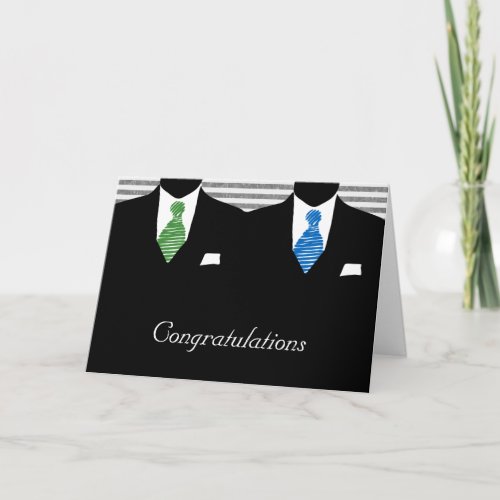 Mr and Mr Two Grooms Wedding Congratulations Card